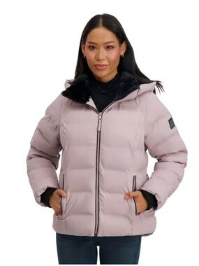 ZeroXposur Women's Hooded Puffer Jacket in Light Mauve Purple Medium